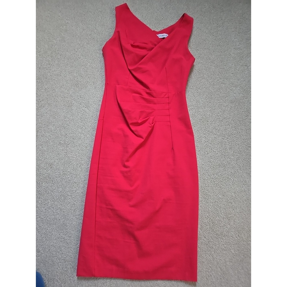 Rinascimento Italy Pink Red Ruched Bodycon Dress Sleeveless Strechy Sz Medium